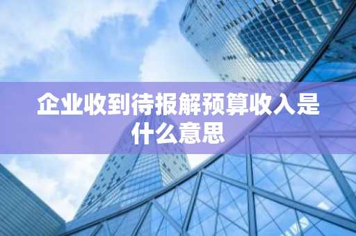 企业收到待报解预算收入是什么意思