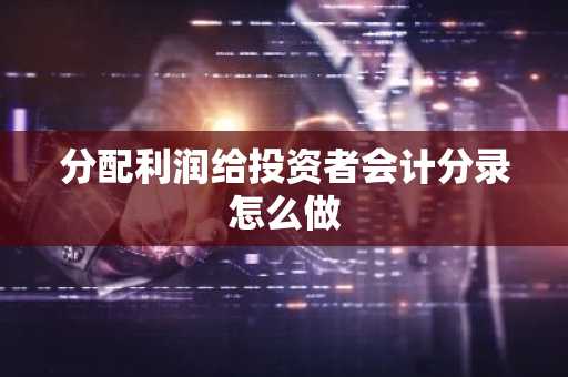 分配利润给投资者会计分录怎么做