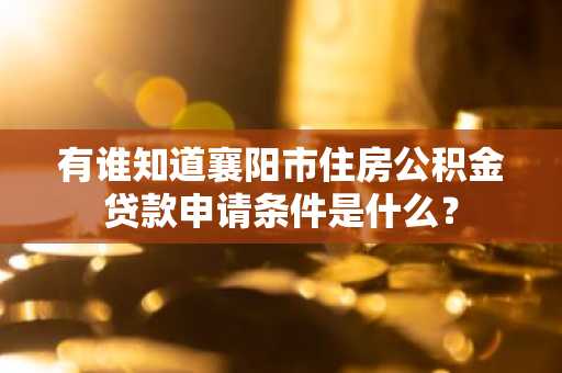有谁知道襄阳市住房公积金贷款申请条件是什么？