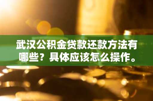 武汉公积金贷款还款方法有哪些？具体应该怎么操作。