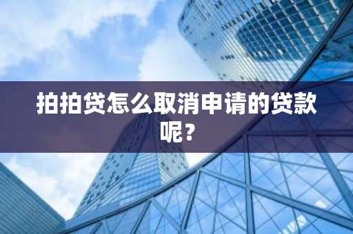 拍拍贷怎么取消申请的贷款呢？