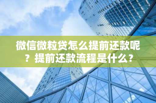 微信微粒贷怎么提前还款呢？提前还款流程是什么？