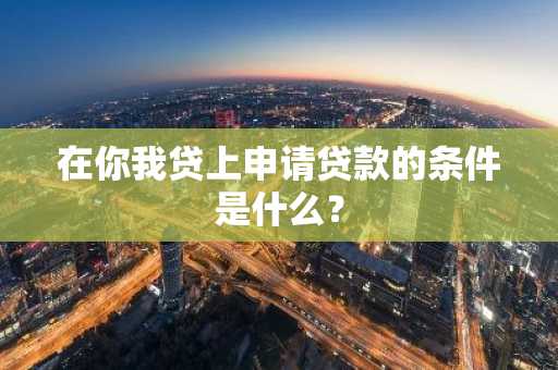 在你我贷上申请贷款的条件是什么？