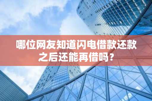 哪位网友知道闪电借款还款之后还能再借吗？