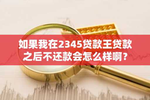 如果我在2345贷款王贷款之后不还款会怎么样啊？