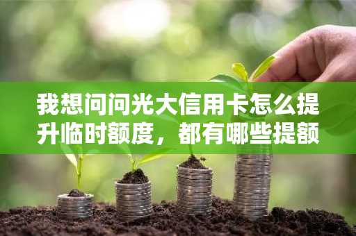 我想问问光大信用卡怎么提升临时额度，都有哪些提额方式啊？