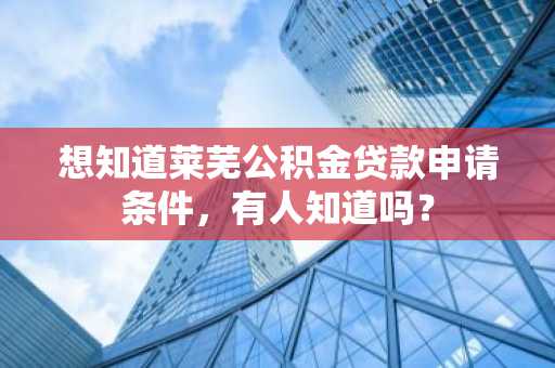 想知道莱芜公积金贷款申请条件，有人知道吗？