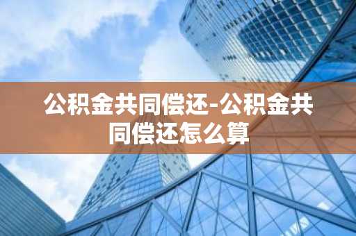 公积金共同偿还-公积金共同偿还怎么算