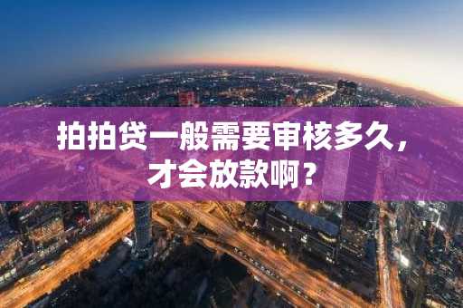 拍拍贷一般需要审核多久，才会放款啊？