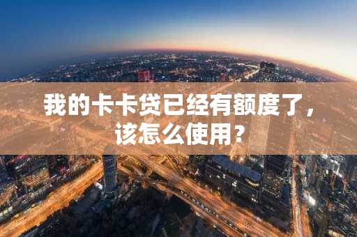 我的卡卡贷已经有额度了，该怎么使用？
