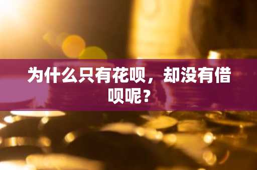 为什么只有花呗，却没有借呗呢？