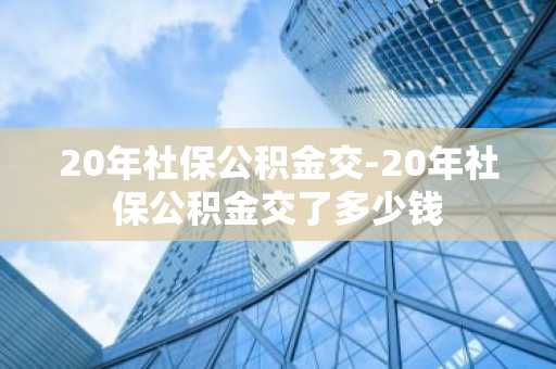20年社保公积金交-20年社保公积金交了多少钱