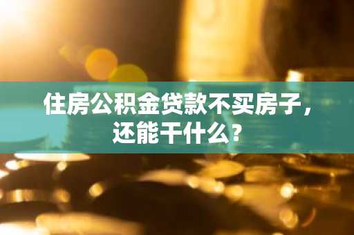 住房公积金贷款不买房子，还能干什么？