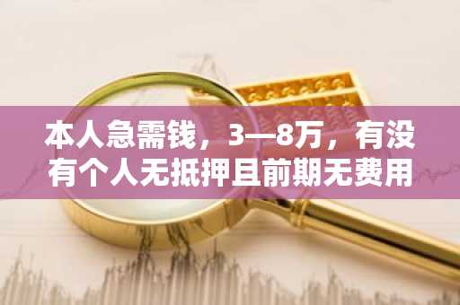 本人急需钱，3—8万，有没有个人无抵押且前期无费用的贷款