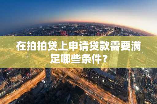 在拍拍贷上申请贷款需要满足哪些条件？