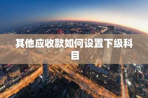 其他应收款如何设置下级科目