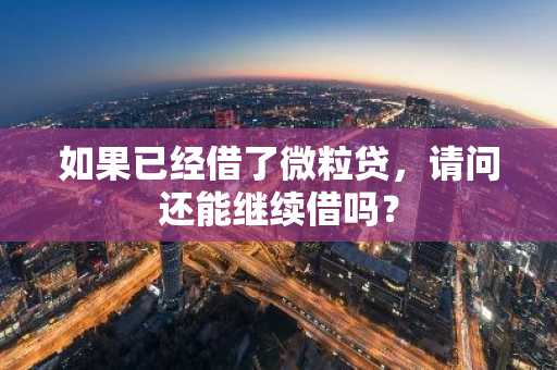 如果已经借了微粒贷，请问还能继续借吗？
