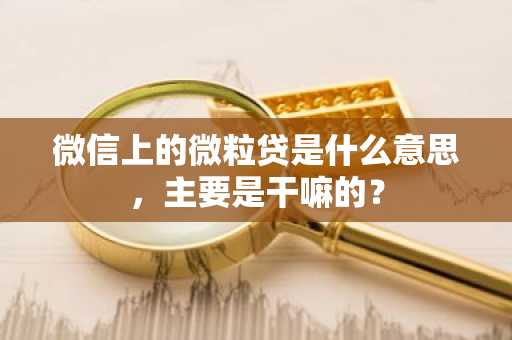 微信上的微粒贷是什么意思，主要是干嘛的？