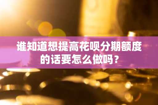 谁知道想提高花呗分期额度的话要怎么做吗？