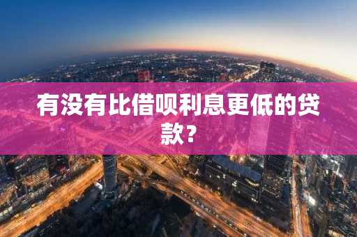 有没有比借呗利息更低的贷款？