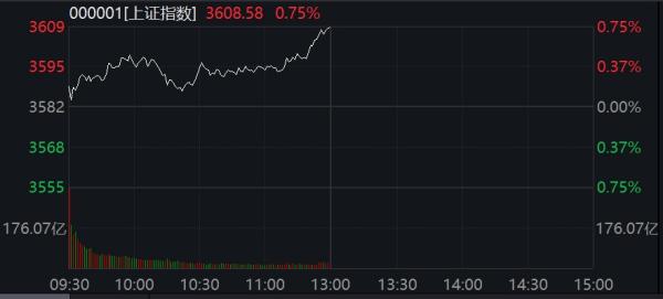 沪指涨0.75%站上3600点 大金融板块积极做多