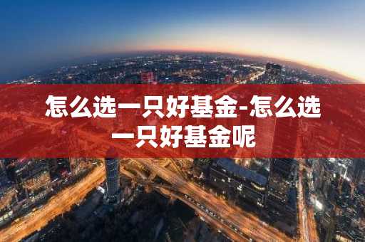 怎么选一只好基金-怎么选一只好基金呢
