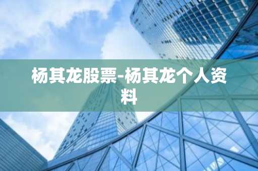 杨其龙股票-杨其龙个人资料