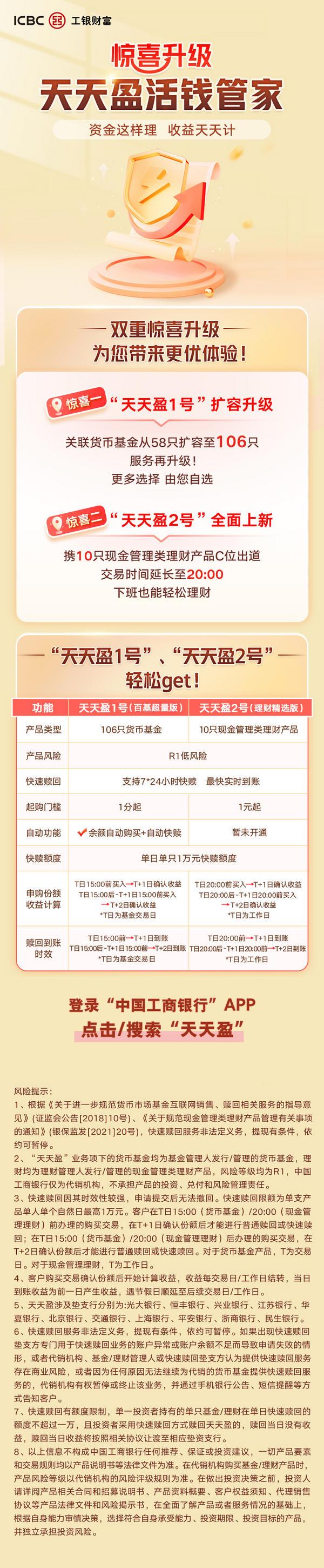 工行天天盈，R1低风险，全天可快赎