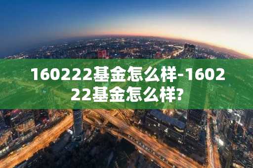 160222基金怎么样-160222基金怎么样?