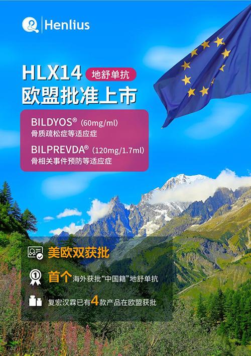 复宏汉霖与Organon共同宣布地舒单抗BILDYOS和BILPREVDA获欧盟批准上市