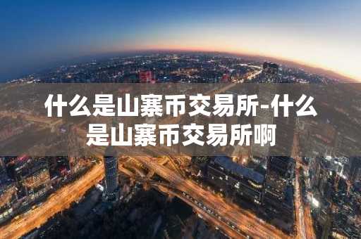 什么是山寨币交易所-什么是山寨币交易所啊