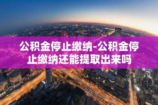 公积金停止缴纳-公积金停止缴纳还能提取出来吗