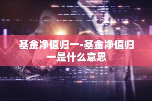 基金净值归一-基金净值归一是什么意思