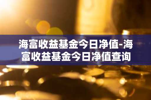 海富收益基金今日净值-海富收益基金今日净值查询