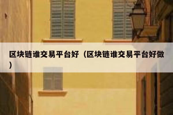 区块链谁交易平台好(区块链谁交易平台好做)