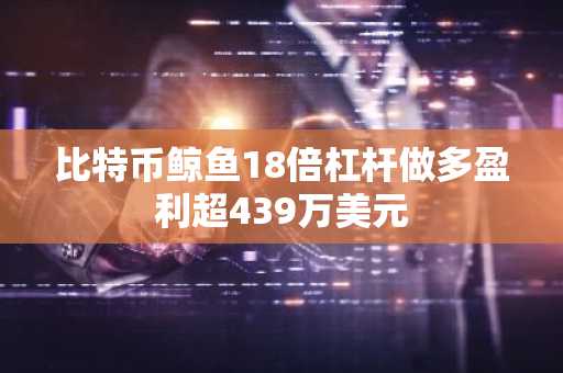 比特币鲸鱼18倍杠杆做多盈利超439万美元