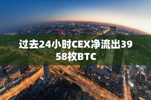 过去24小时CEX净流出3958枚BTC