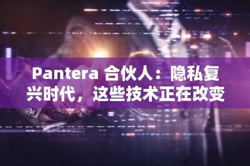 Pantera 合伙人：隐私复兴时代，这些技术正在改变游戏规则