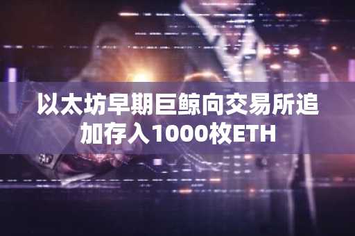 以太坊早期巨鲸向交易所追加存入1000枚ETH