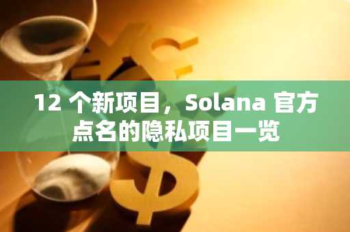12 个新项目，Solana 官方点名的隐私项目一览
