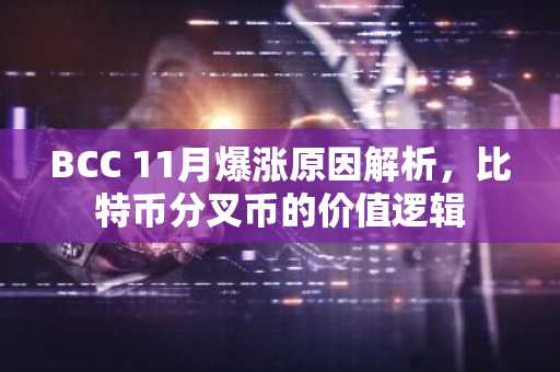 BCC 11月爆涨原因解析，比特币分叉币的价值逻辑