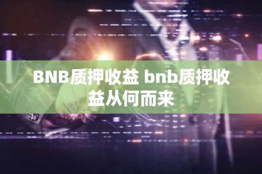 BNB质押收益 bnb质押收益从何而来